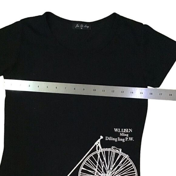 Bicycle Print Women’s  Short Sleeve Black T-shirt Size M - Picture 4 of 5